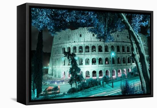 Dolce Vita Rome Collection - Colosseum at Turquoise Night-Philippe Hugonnard-Framed Stretched Canvas