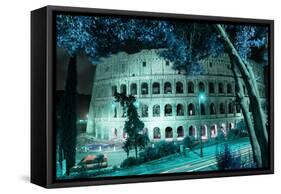 Dolce Vita Rome Collection - Colosseum at Turquoise Night-Philippe Hugonnard-Framed Stretched Canvas