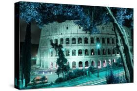 Dolce Vita Rome Collection - Colosseum at Turquoise Night-Philippe Hugonnard-Stretched Canvas