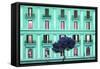 Dolce Vita Rome Collection - Coral Green Building Facade-Philippe Hugonnard-Framed Stretched Canvas