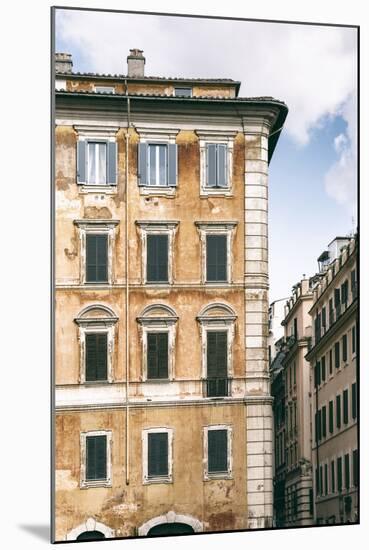 Dolce Vita Rome Collection - Dark Yellow Buildings Facade II-Philippe Hugonnard-Mounted Photographic Print