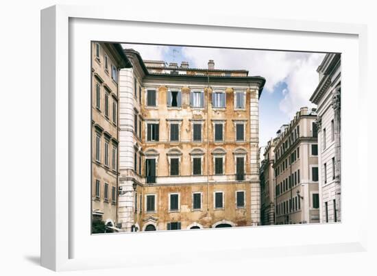 Dolce Vita Rome Collection - Dark Yellow Buildings Facade-Philippe Hugonnard-Framed Photographic Print