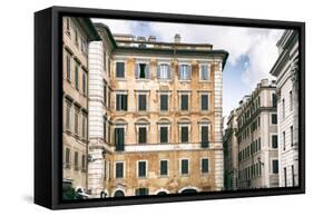 Dolce Vita Rome Collection - Dark Yellow Buildings Facade-Philippe Hugonnard-Framed Stretched Canvas