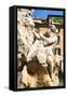 Dolce Vita Rome Collection - The Four Rivers Fountain in Piazza Navona-Philippe Hugonnard-Framed Stretched Canvas