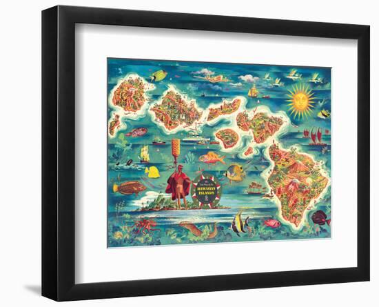 Dole Map of the Hawaiian Islands c.1950-Joseph Fehér-Framed Art Print