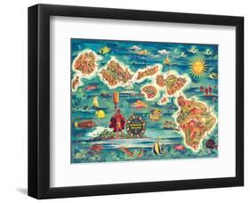 Dole Map of the Hawaiian Islands c.1950-Joseph Fehér-Framed Art Print