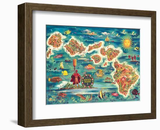 Dole Map of the Hawaiian Islands c.1950-Joseph Fehér-Framed Art Print