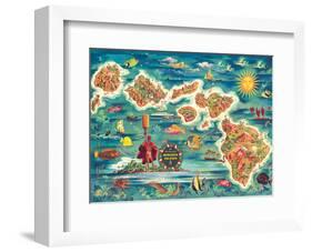 Dole Map of the Hawaiian Islands c.1950-Joseph Fehér-Framed Art Print