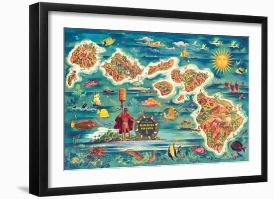 Dole Map of the Hawaiian Islands c.1950-Joseph Fehér-Framed Giclee Print