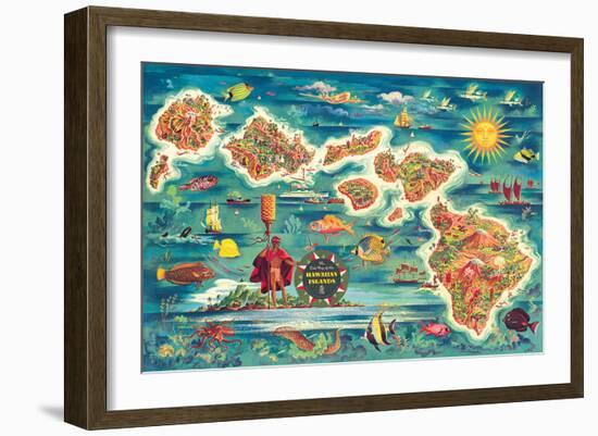 Dole Map of the Hawaiian Islands c.1950-Joseph Fehér-Framed Giclee Print