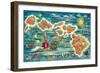 Dole Map of the Hawaiian Islands c.1950-Joseph Fehér-Framed Giclee Print