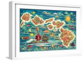 Dole Map of the Hawaiian Islands c.1950-Joseph Fehér-Framed Giclee Print