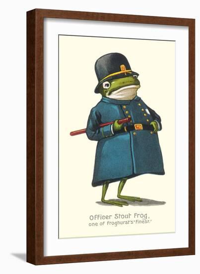 Doleful Frog as Policeman-null-Framed Art Print