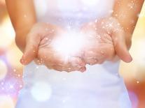 Bright Closeup Picture of Magic Twinkles on Female Hands-dolgachov-Photographic Print