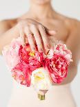 Close Up of Bride with Bouquet of Flowers and Wedding Ring-dolgachov-Photographic Print