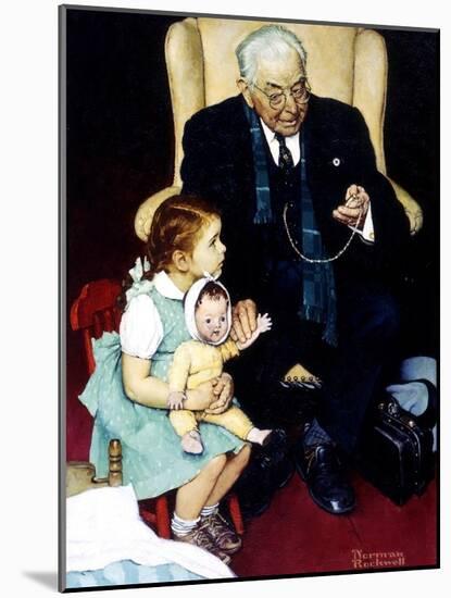 Doll Checkup (or Doll Pretending to Check up Doll)-Norman Rockwell-Mounted Giclee Print