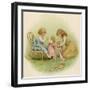 Doll is Dressed by Two Girls One in Front of Her While the Other Ties Her Sash Behind-Ida Waugh-Framed Photographic Print