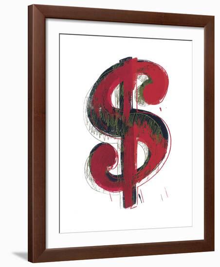 Dollar Sign, 1981 (red)-Andy Warhol-Framed Art Print