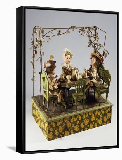 Dolls' Tea Party, Music Box, Germany, Late 19th Century-null-Framed Stretched Canvas