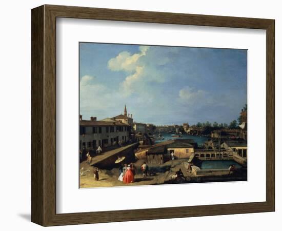 Dolo on the Brenta-Canaletto-Framed Giclee Print