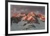 Dolomites, Italy. Fiery Winter Sunset Towards the Sasso Di Valfredda as Seen from Col Margherita-ClickAlps-Framed Photographic Print