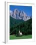 Dolomites Mountains and St Giovanni Church, Villnoss, Val Di Funes, Trentino, Italy-Steve Vidler-Framed Photographic Print