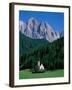 Dolomites Mountains and St Giovanni Church, Villnoss, Val Di Funes, Trentino, Italy-Steve Vidler-Framed Photographic Print