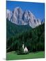 Dolomites Mountains and St Giovanni Church, Villnoss, Val Di Funes, Trentino, Italy-Steve Vidler-Mounted Photographic Print