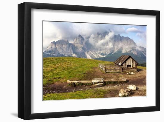 Dolomites With Chalet Italy-null-Framed Art Print
