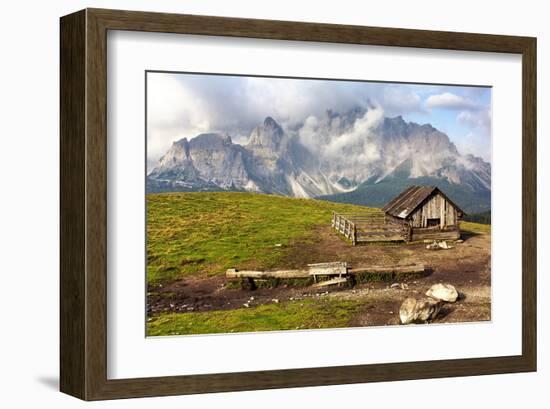 Dolomites With Chalet Italy-null-Framed Art Print