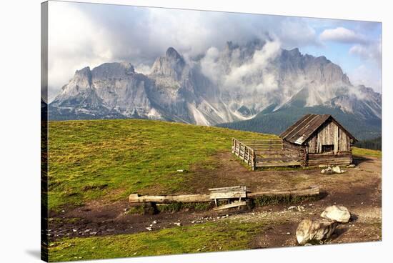 Dolomites With Chalet Italy-null-Stretched Canvas