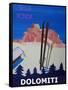 Dolomiti Sella Ronda Retro Ski Poster-Markus Bleichner-Framed Stretched Canvas