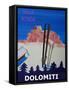 Dolomiti Sella Ronda Retro Ski Poster-Markus Bleichner-Framed Stretched Canvas