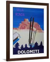 Dolomiti Sella Ronda Retro Ski Poster-Markus Bleichner-Framed Art Print