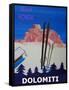 Dolomiti Sella Ronda Retro Ski Poster-Markus Bleichner-Framed Stretched Canvas