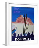 Dolomiti Sella Ronda Retro Ski Poster-Markus Bleichner-Framed Art Print