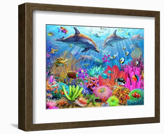 Dolphin Coral Reef-Adrian Chesterman-Framed Art Print