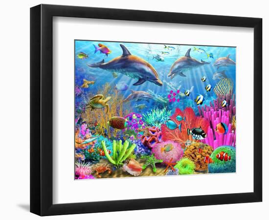 Dolphin Coral Reef-Adrian Chesterman-Framed Art Print