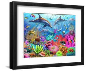 Dolphin Coral Reef-Adrian Chesterman-Framed Art Print