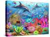 Dolphin Coral Reef-Adrian Chesterman-Stretched Canvas