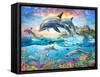 Dolphin Family-Adrian Chesterman-Framed Stretched Canvas