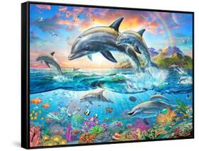 Dolphin Family-Adrian Chesterman-Framed Stretched Canvas