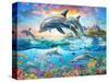 Dolphin Family-Adrian Chesterman-Stretched Canvas