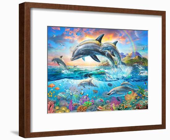 Dolphin Family-Adrian Chesterman-Framed Art Print