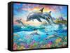 Dolphin Family-Adrian Chesterman-Framed Stretched Canvas