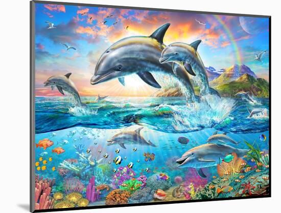Dolphin Family-Adrian Chesterman-Mounted Art Print