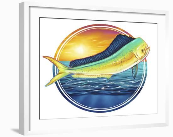 Dolphin Fish Illustration-FlyLand Designs-Framed Giclee Print