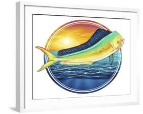 Dolphin Fish Illustration-FlyLand Designs-Framed Giclee Print