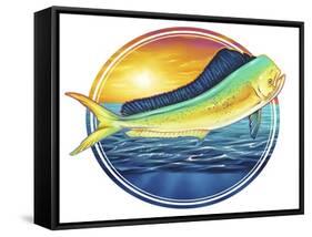 Dolphin Fish Illustration-FlyLand Designs-Framed Stretched Canvas