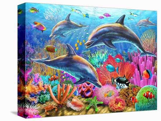 Dolphin Fun-Adrian Chesterman-Stretched Canvas